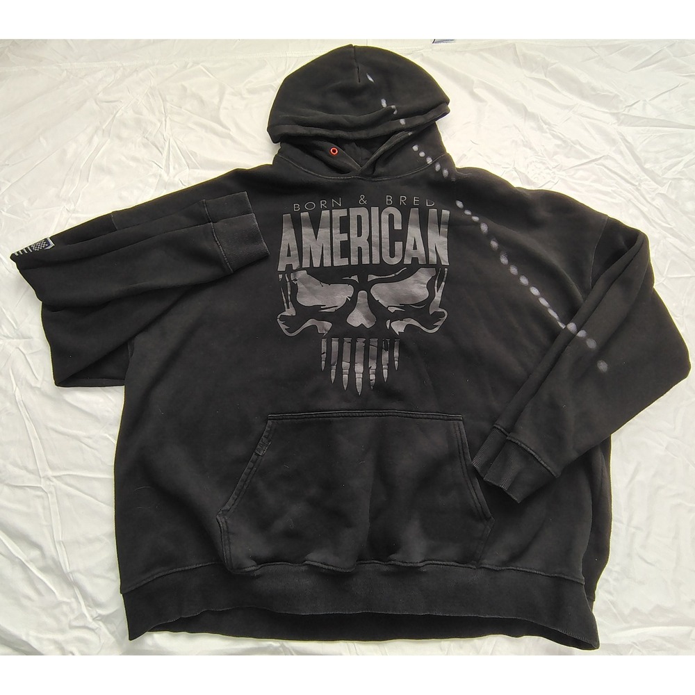 Live Life Become Better Mens 3XL Black Born & Bred American Skull Hoodie